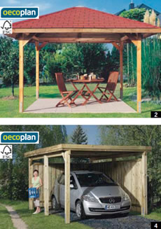 環境に優しいコープのOecoplanのガゼボと木製ガレージ